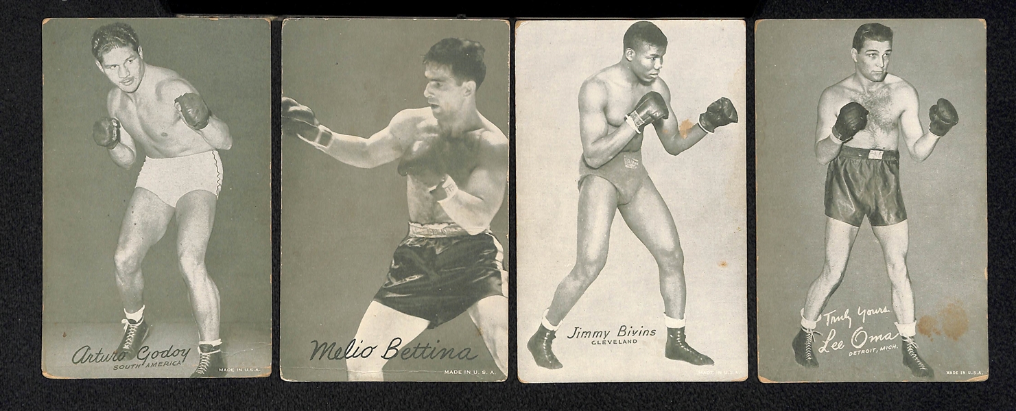 Lot of 38 Boxing Exhibit Cards from 1940s/50s w. Joe Louis